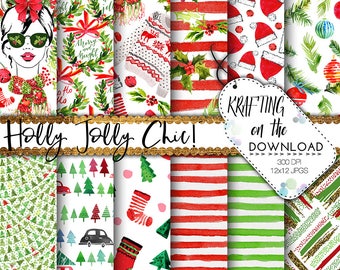 watercolor christmas paper pack christmas planner girl paper pack watercolor holidays paper pack planner girl paper pack watercolor santa