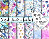 unicorn paper pack bright watercolor unicorn digital paper watercolor bright unicorn papers watercolor rainbow paper kids party