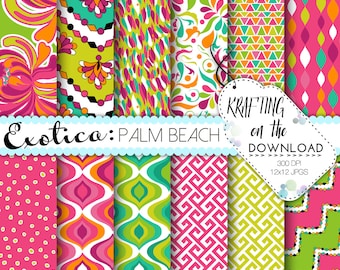 exotic digital paper pucci print digital paper pack instant download pink and coral summer paper pack exotic paper packs scrapbooking pages