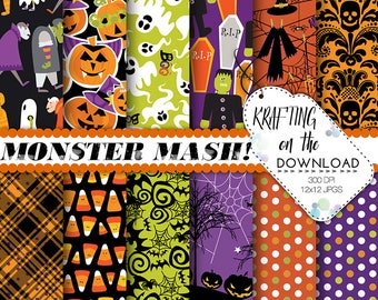 Halloween papier pack halloween digitale papier monster papier pack halloween scrapbooking papieren Halloweenfeest papers halloween achtergrond