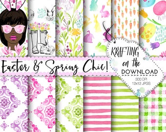 watercolor easter digital paper watercolor easter paper pack watercolor spring floral papers watercolor spring flowers african american