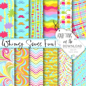 whimsy seuss inspired paper pack seuss digital paper lorax paper pack seuss digital papers seuss scrapbooking seuss background lorax papers