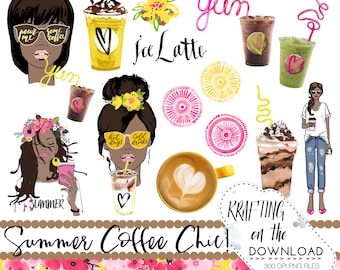 watercolor coffee clipart png file watercolor ice coffee clip art set watercolor coffee medium skin tone planner girl png summer clipart