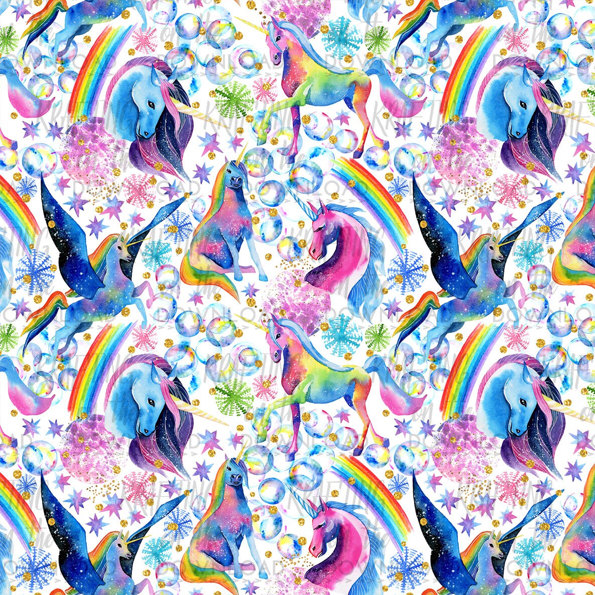 Unicorn Paper Pack Bright Watercolor Unicorn Digital Paper Watercolor ...
