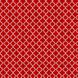 Puede incluir: Patr&oacute;n geom&eacute;trico rojo y blanco con un dise&ntilde;o de cuadrifolio repetido. Los cuadrifolios est&aacute;n delineados en blanco y tienen un peque&ntilde;o c&iacute;rculo verde en el centro.