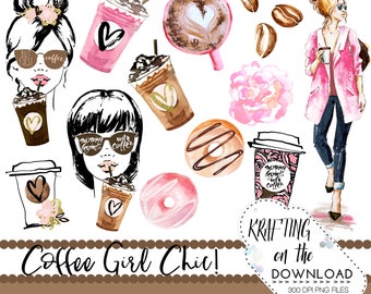 watercolor coffee clipart png file watercolor coffee clip art set watercolor planner girl png watercolor coffee girl clipart