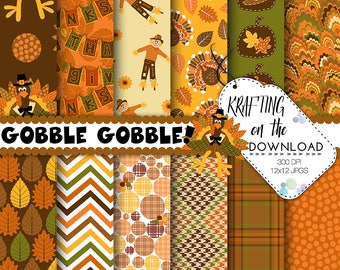 thanksgiving paper pack fall paper pack autumn paper pack turkey digital paper thanksgiving digital paper pack harvest paper pack