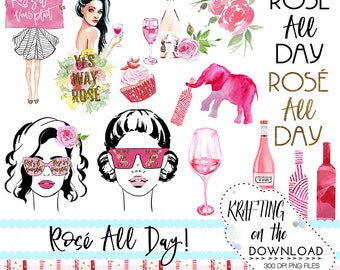 rose all day clip art rose wine clipart wine clip art planner girl clipart png set rosé wine png file cupcake clipart summer girl clipart