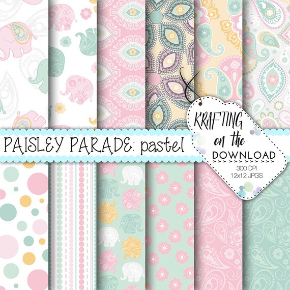 baby shower paper pack baby elephant digital paper gender reveal paper pack elephant digital paper baby scrapbooking papers pink and blue