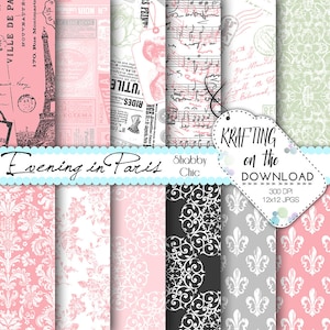 Paris Paper pack fashion paper pac shabby chic paris paper pack digital papers wedding vintage digital paper pack eiffel tower vintage lace