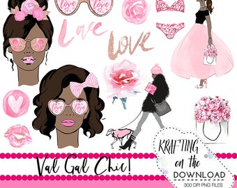 watercolor valentines day clipart png file watercolor valentine's day clip art set watercolor medium skin tone planner girl png file