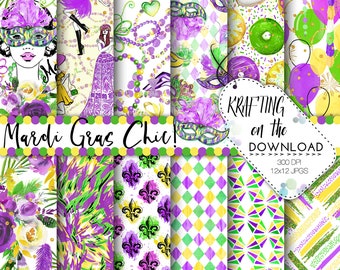 mardi gras digital paper watercolor mardi gras paper pack watercolor carnivale papers watercolor planner girl paper pack mardi gras party
