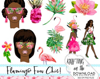 flamingo clipart set watercolor flamingo clip art png file watercolor african american planner girl clipart watercolor summer clip art