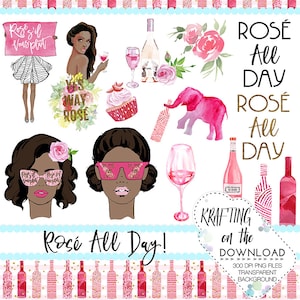 rose all day clip art rose wine clipart wine clip art medium skin tone planner girl clipart png set rosé wine png file summer girl clipart