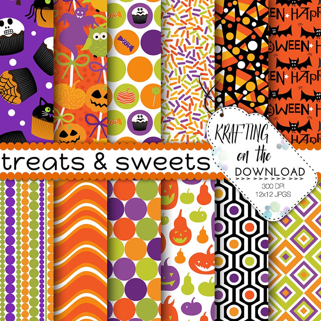 Halloween Paper Pack Halloween Digital Paper Trick Treat Paper Pack ...