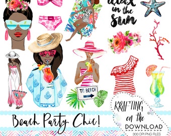 watercolor beach girl clipart png file watercolor beach girl clip art set watercolor summer medium skin tone planner girl png clipart