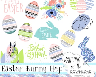 easter clip art set bright easter bunny clipart set cute easter clip art easter eggs png file spring floral clipart png files