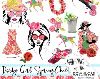 derby planner girl clipart png file derby fashion clip art set watercolor rose clipart horse png file spring fashion planner girl clipart