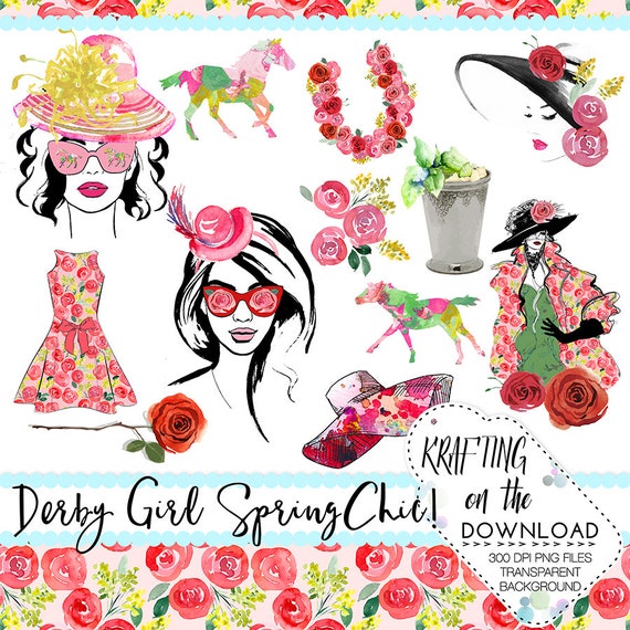 Derby Planner Girl Clipart Png File Derby Fashion Clip Art Set | Etsy