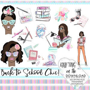 back to school clipart set watercolor medium skin tone planner girl clip art png file planner girl clipart school art college girl clipart