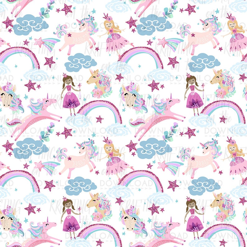 Unicorn Paper Pack Pink Glitter Unicorn Digital Paper Princess - Etsy