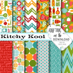 kitchen paper pack coral and mint with teal papers breakfast paper pack kitchen papers mint and coral kitchen paper pack instant download