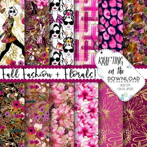 fallen Sie Mode Papier Pack Aquarell Herbst Mode digitales Papier fallen Mode Papier Aquarell Mode Papier Pack pack Planer Mädchen Papiere