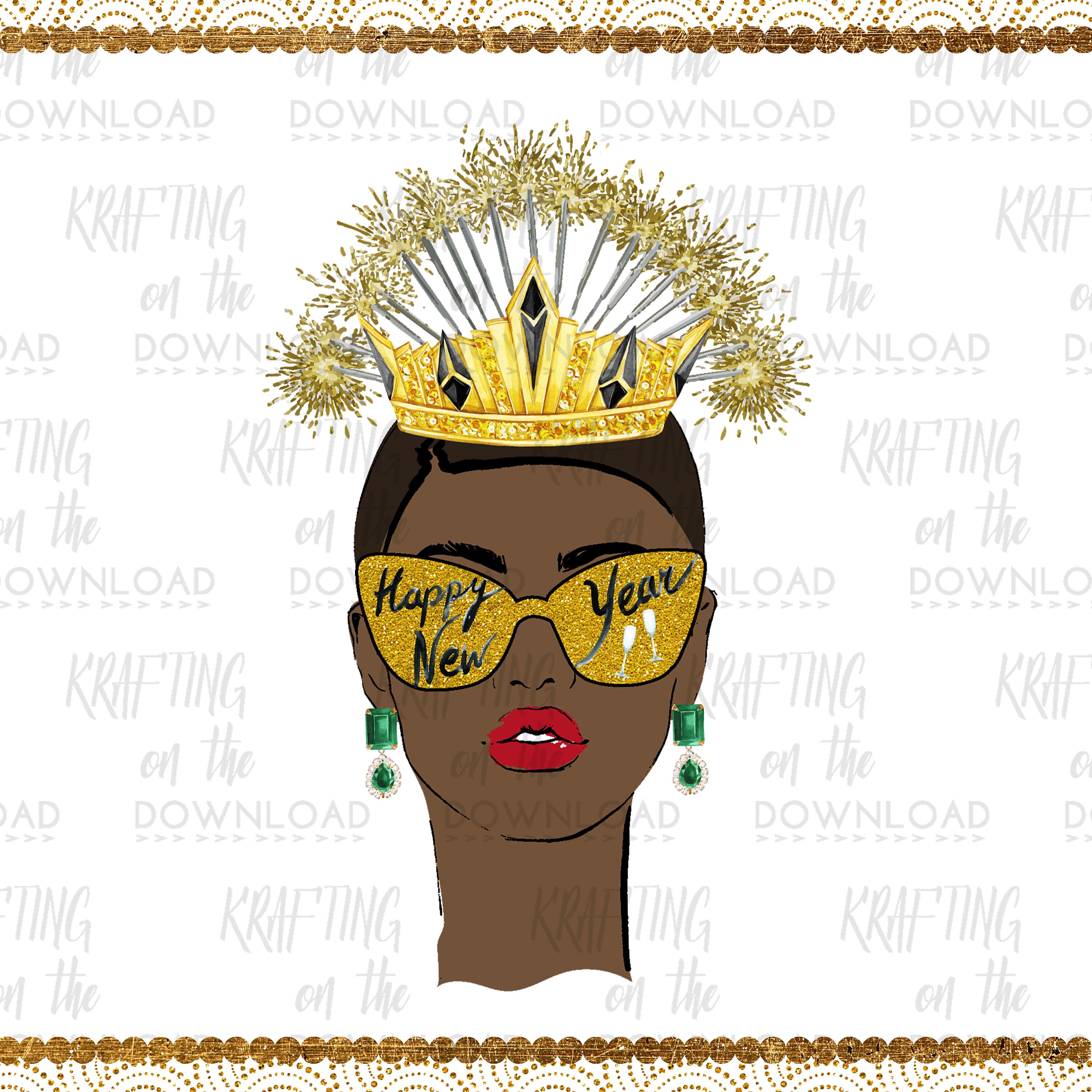 Watercolor new years eve clipart set new year african american Etsy