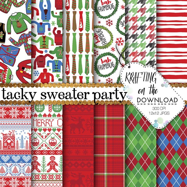 tacky sweater digital paper pack ugly sweater paper pack holiday sweater digital paper tacky sweater party papers christmas sweater papers