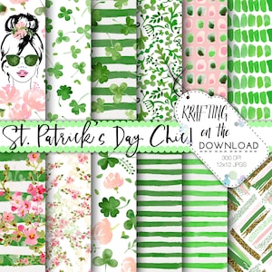 watercolor st patricks day digital paper watercolor st patrick&#39;s day paper pack watercolor shamrock papers watercolor clovers paper pack