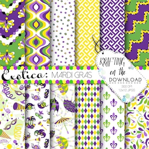 papier numérique mardi gras, papiers mardi gras, papier numérique or jaune violet vert, papier numérique carnaval, papier numérique gros mardi