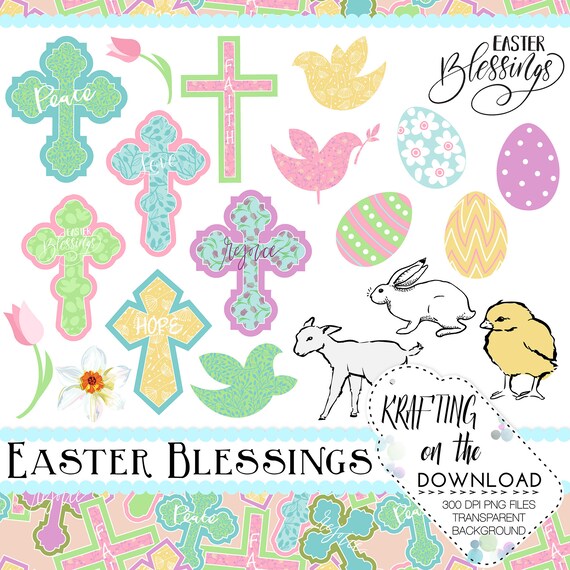 easter clip art set easter blessings clipart set religious easter clip art easter cross png file religious easter clipart png files