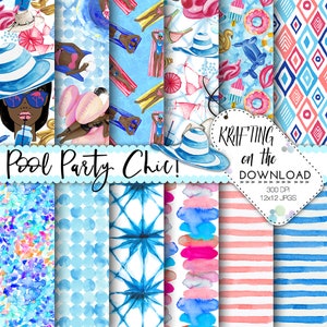 summer planner girl paper pack pool party paper pack watercolor african american girl summer fashion papers watercolor summer pool party