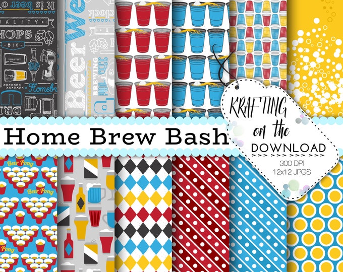 Beer Digital Paper Hop Fest Paper Pack Beer Digital Papers - Etsy