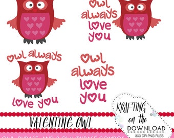 valentine svg file set valentines svg eps png valentines clipart owl always love you cute valentine svg file set instant download clip art