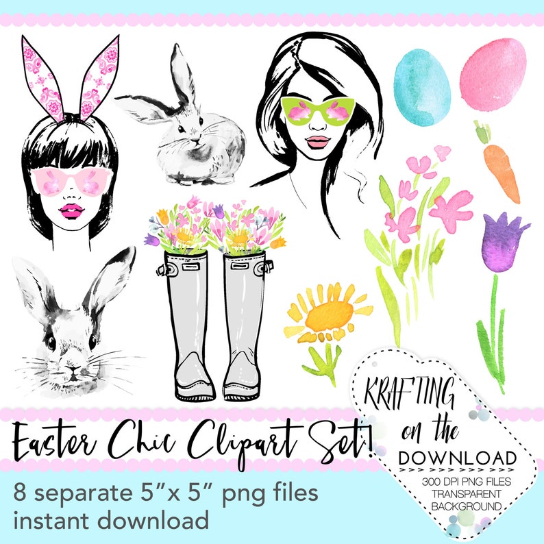 watercolor easter spring clipart png file watercolor spring floral clip art set watercolor spring fashion clipart png files image 1