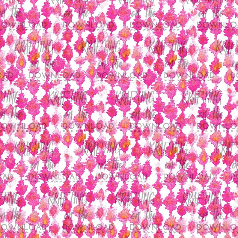 May include: A seamless pattern featuring pink and orange watercolor splotches on a white background. The text "KRAFTING on the" is repeated throughout the pattern.
