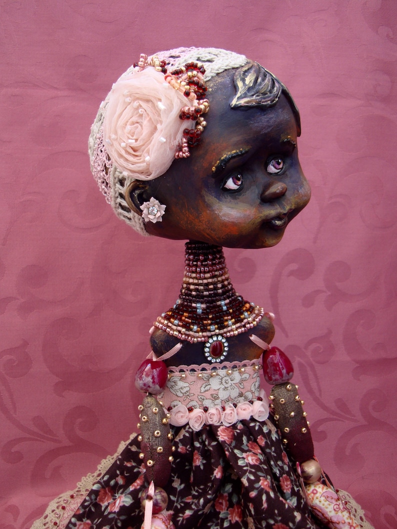African Doll OOAK Dark Skin Art Interior Doll Collectible Etsy