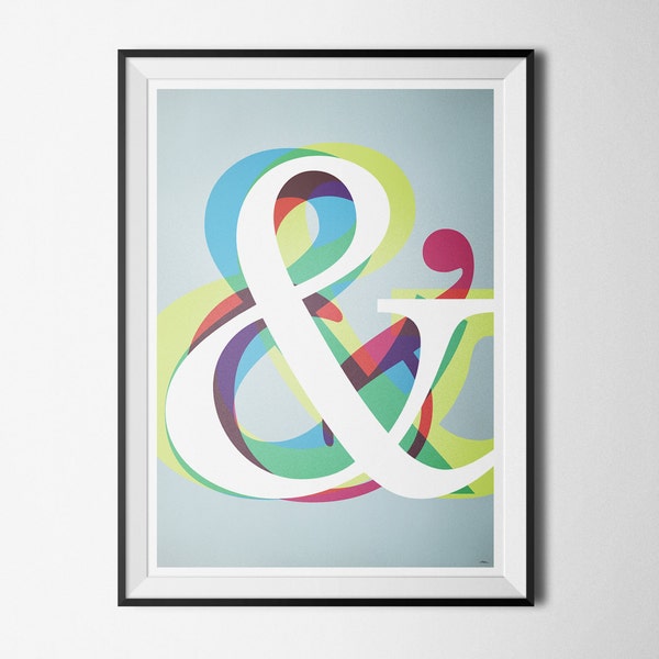 Wall poster Ampersand, A2 or A3+ print, illustration, color, cmyk, clear, decoration, and, sign, letter, type, font, inspirational design