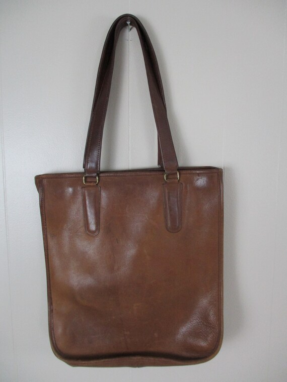 Vintage Coach 0907 Tall Leather Tote / Book Bag Rare Style - Etsy