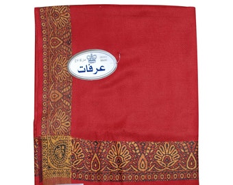 MUSLIM Yemeni Kashmiri Men's Shawl - Long Soft Red Habaib Sorban Scarf Turban Rust Orange Design 76" x 39" (194cm X 101cm) ISLAMIC FASHION