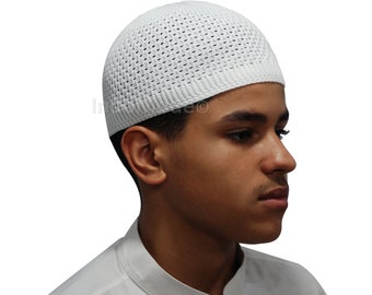 men/'s kufi black yarmolka men/'s kippah muslim black and brown Kufi leather \u041dandmade hat big size