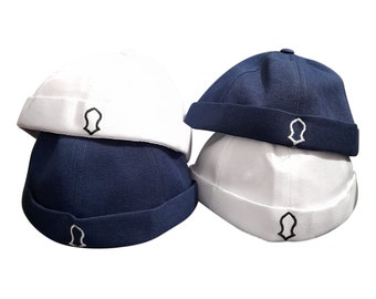 Blanc ou bleu marine fait main Rasulullah sandale kufi baseball rond casquette robuste chapeau de prière de l'islam - gabardine sergé de coton réglable toutes les tailles