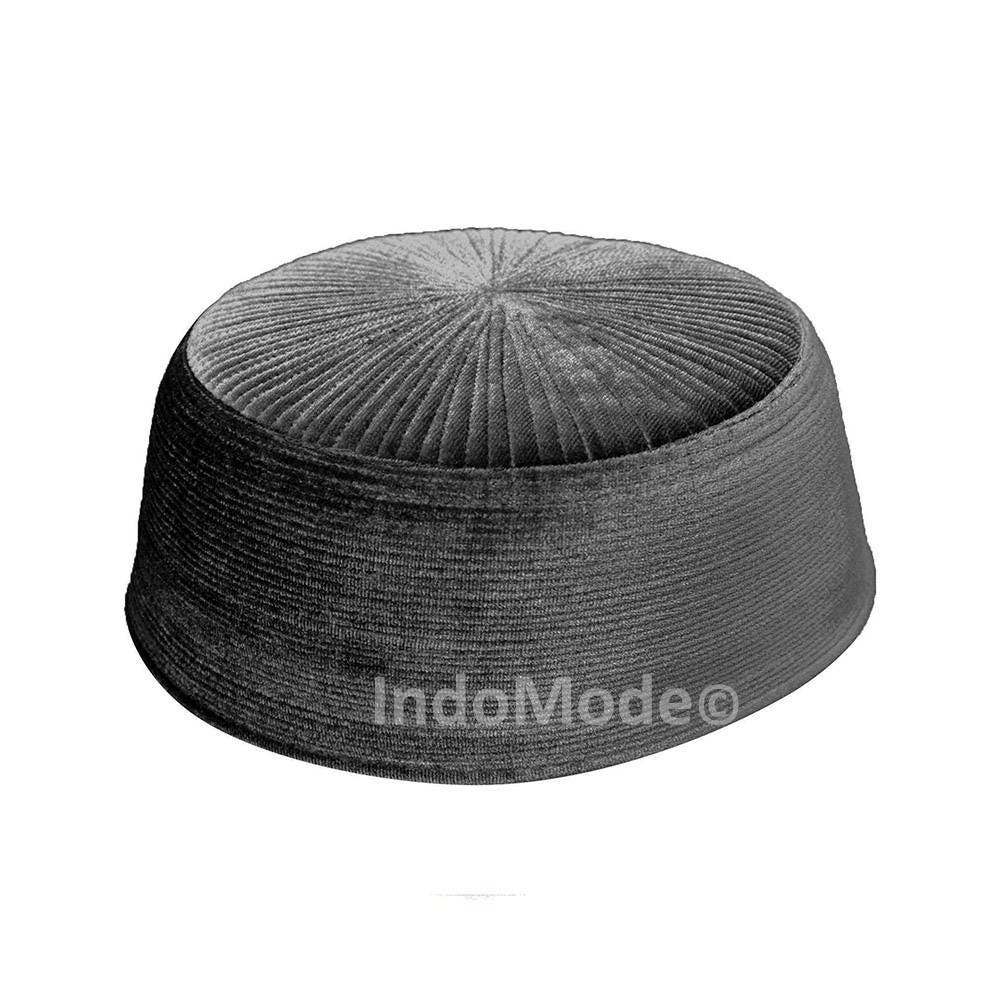 Dark Gray Rigid Velvet Kufi Hat Turkish 