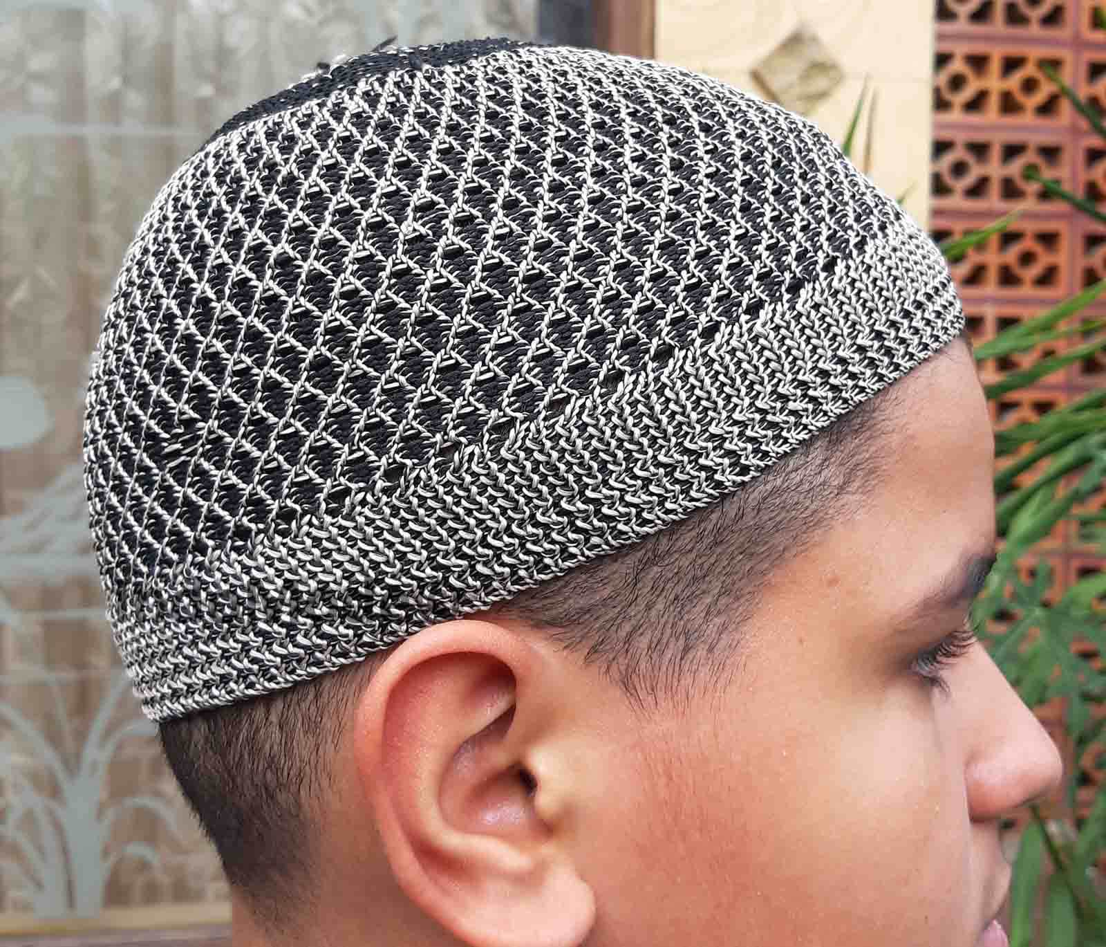Faded Light Brown With Black Open-weave 