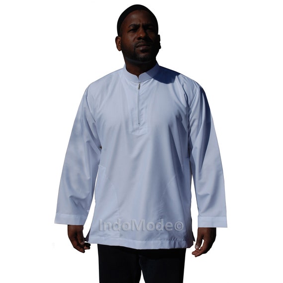 Mens Shirt Zipper Muslim Clothing 