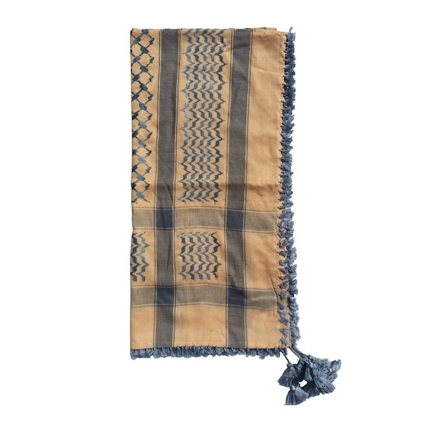 Arab Shawl with Tassles Palestinian Keffiyeh Arafat Scarf 47x47-inch Muslim Fashion Men's Sorban Shemagh Kufiyya Soft 100% Cotton Halal Drip