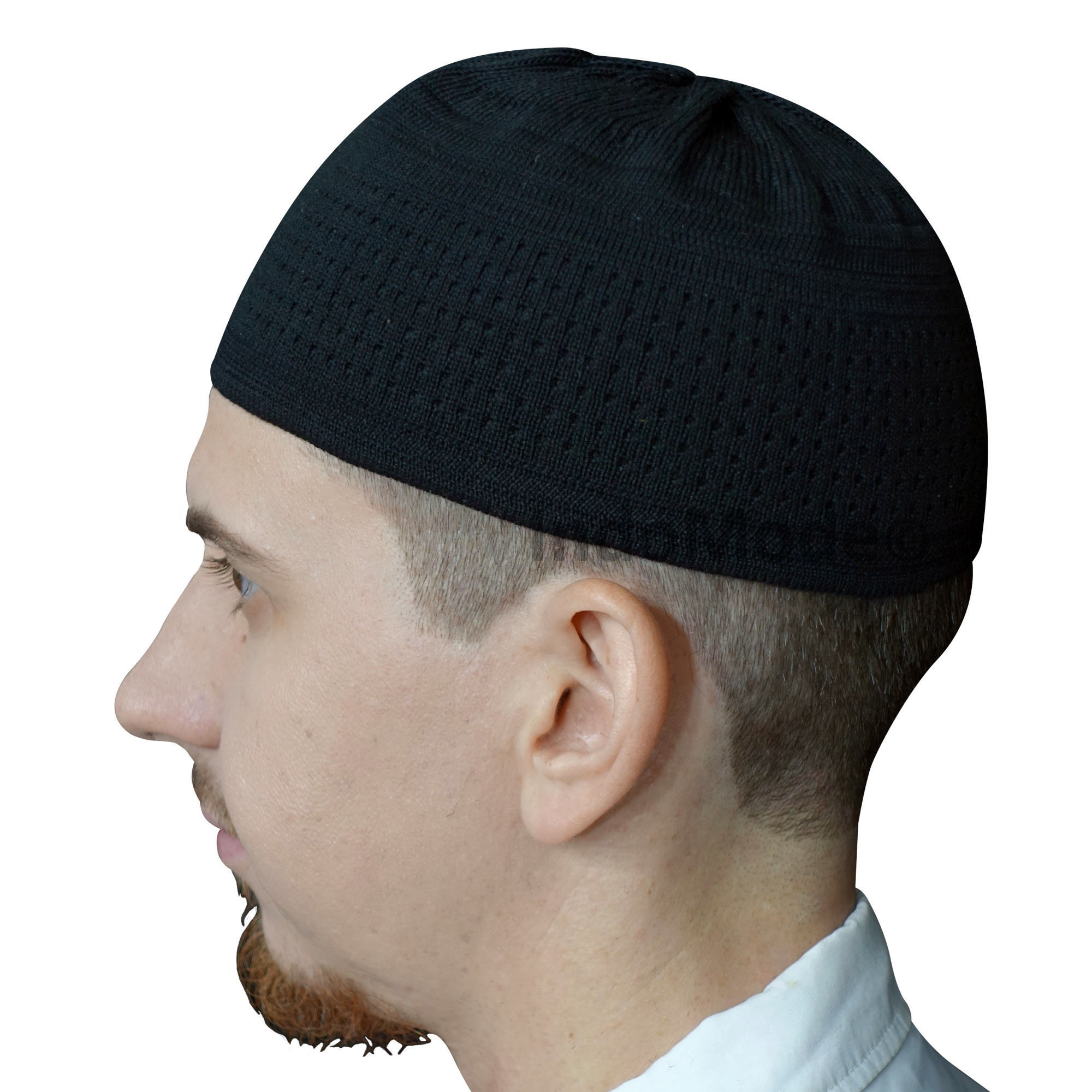 Black Skull Cap - Soft Cotton Stretch-Knit Kufi Hat Skull Cap Muslim Prayer Halal Drip Islamic Fashion Head Cover Topi Tupi Beanie Thekufi