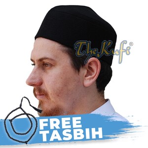 Black Faux Felt Layered Rigid ISLAMIC Fez Moor Tarboosh Handmade Tariqah Taj MUSLIM CAP Topi Pointed Soft Original Kufi Hat with Lining image 2