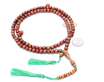 High 8mm Quality Natural Color Orange Original Secang Handcrafted Tasbih Dhikir Muslim Prayer Beads Unique Soft Green Tassle Limited Edition